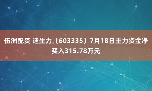 伍洲配资 迪生力（603335）7月18日主力资金净买入315.78万元